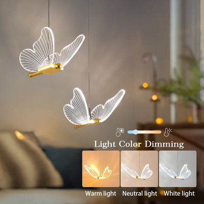 Butterfly Chandelier LED Ceiling Pendant Light Hanging Lamp Dining Living Room For Home Decora Indoor Lighting Bedroom Luminaire