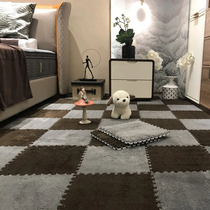 EVA Crawling Mat Stitching Suede Floor Mat Baby Play Mat Home Fashion Living Room Bedroom Puzzle Foam Carpet 30*30*1x1.0cm