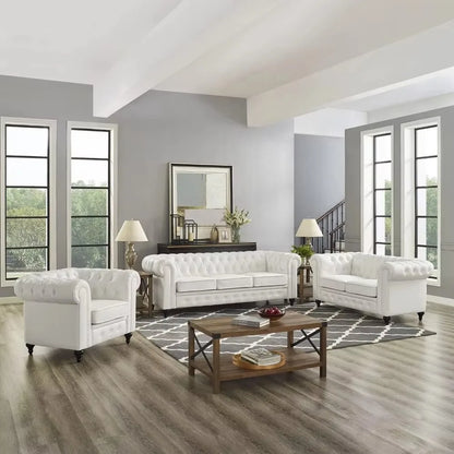 Chesterfield Sofa Set Living Room Chair Juegos Leather Couch Sofa Chair for Bedroom Modern Chesterfield Tufted Leather Chair