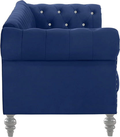 living room sofas Glam Emma Velvet Three Seater Chesterfield Style Sofa for Small Spaces with Crystal Button Tufts sofas
