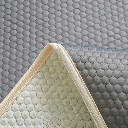 1pc Student Family Dormitory Mattress Summer Breathable Thin Foldable Non slip Soft Cushion Dark Grey Quilted Design
