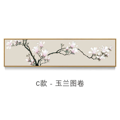 New Chinese Zen Flower and Bird Bedhead Painting Living Room Decoration Painting Sofa Background Wall Mural Painting Home Decor