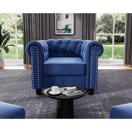 Chair for Living Room,Velvet No Sagging, Living 24'' Comfy Seat Depth, Accent Tool-Free Assemble