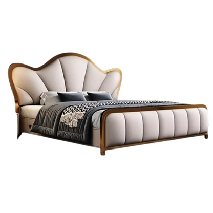 Nordic Luxury Double Bed Modern Wood High End Headboard Frame Double Bed Kids Girl Camas Matrimonial Furniture For Bedroom