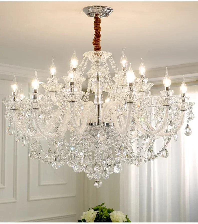 Luxury Home Crystal Chandeliers Villa Lighting for Living Room Decorate Ceiling Pendant Lamps Indoor Hanging Led Lights Fixture