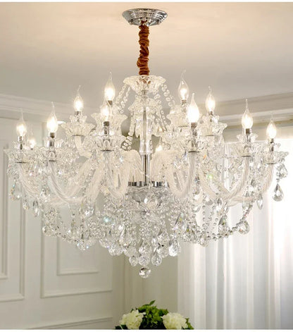 Luxury Home Crystal Chandeliers Villa Lighting for Living Room Decorate Ceiling Pendant Lamps Indoor Hanging Led Lights Fixture