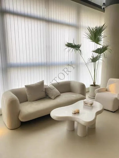 Italian minimalist double three-person small apartment living room sofa lambswool fabric leisure sofa