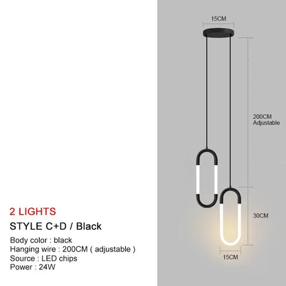 Nordic Luxury LED Chandelier Dining Room Kitchen Fixtures Decor Restaurant Pendant Lights Bedroom Bar Black Gold Hanging Lamp