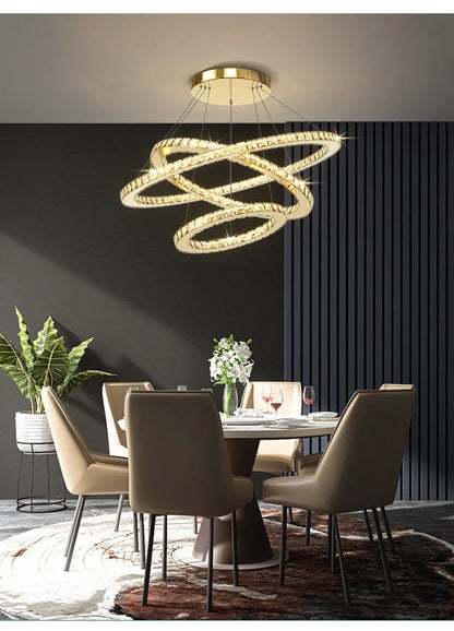 2024 Modern Crystal Ceiling Hanging Chandeliers for Living Dining Table Room Bedroom Lamps Home Decorations Pendant Light Lustre