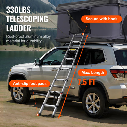 SucceBuy Rooftop Tent Hard Shell Roof Top with Telescopic Ladder Thick Mattress Waterproof Windproof Jeep SUV Van Pickup Truck