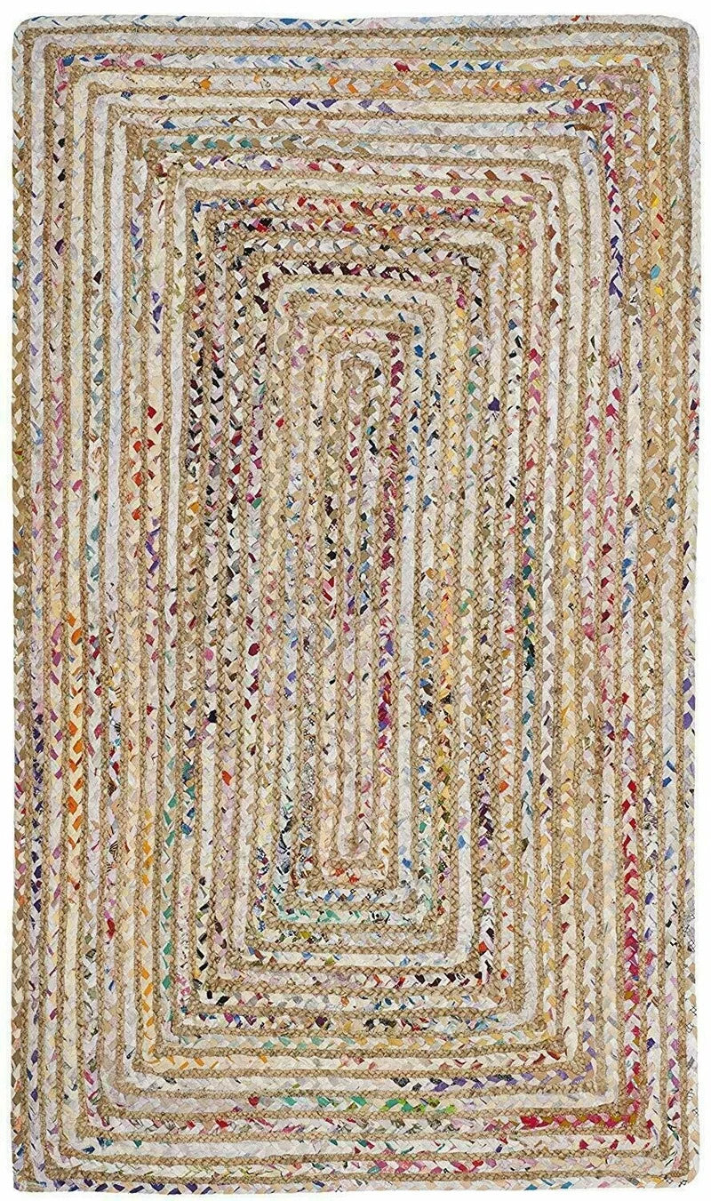 Rug Runner Jute and Cotton Reversible Handmade Braided Style Rug Rustic Look Rug Living Room Decoration