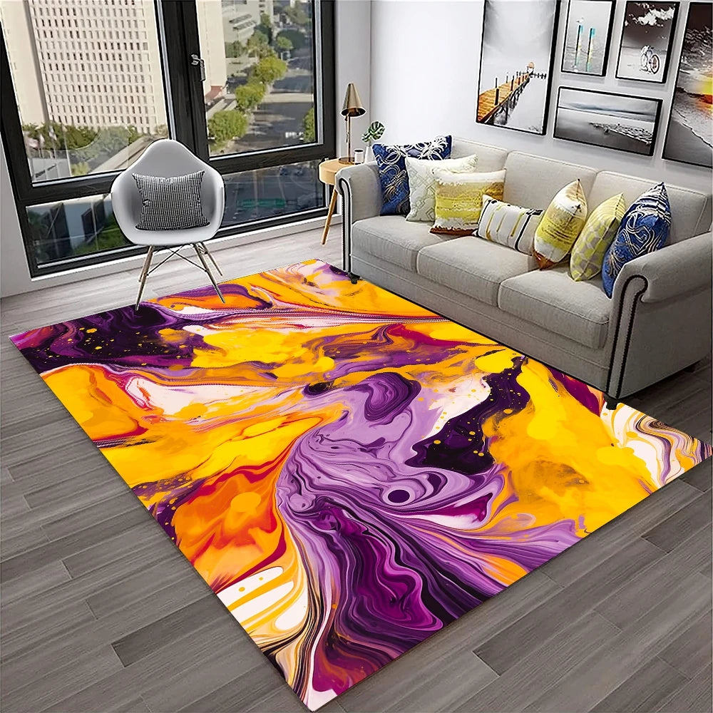 HD Colour Fluid Irregular Illusion Marble 3D Carpet Rug for Home Living Room Sofa Doormat Decor,kids Area Rug Non-slip Floor Mat