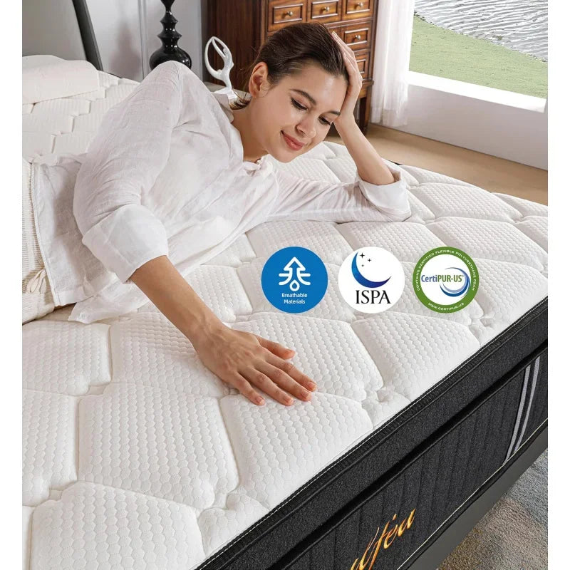 Size ,12 Inch Hybrid Full Mattress in a Box with Memory Foam & Individual Pocket Spring for Edge Support,Pressu