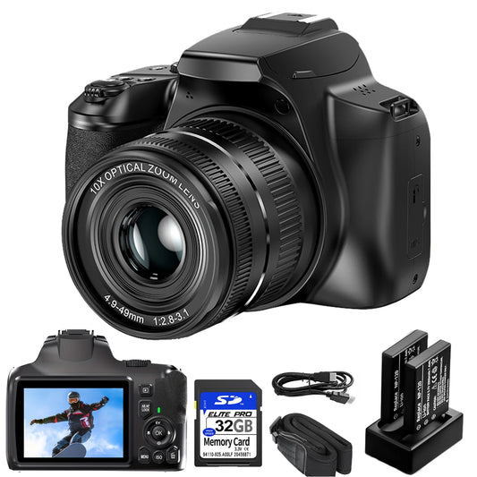 4K Professional Video SLR Camera 64MP Vlog Digital Cameras for Youtube Livestream Webcam 10X Optical Zoom Photography Camcorder