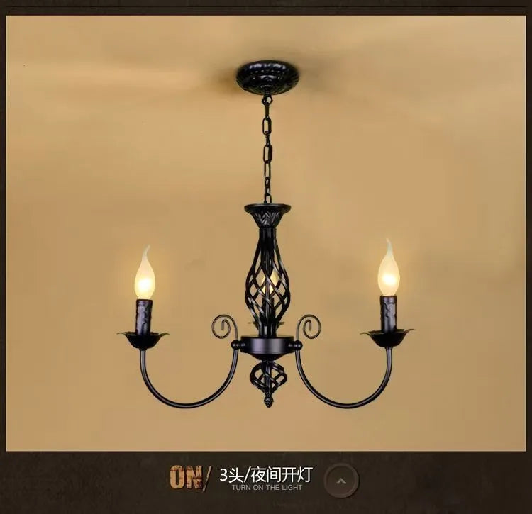 American Simple Living Room Light Modern Dining Room Bedroom Chandelier Black Iron Nordic Style Room Decoration Lighting Chandel