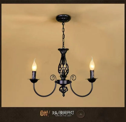 American Simple Living Room Light Modern Dining Room Bedroom Chandelier Black Iron Nordic Style Room Decoration Lighting Chandel