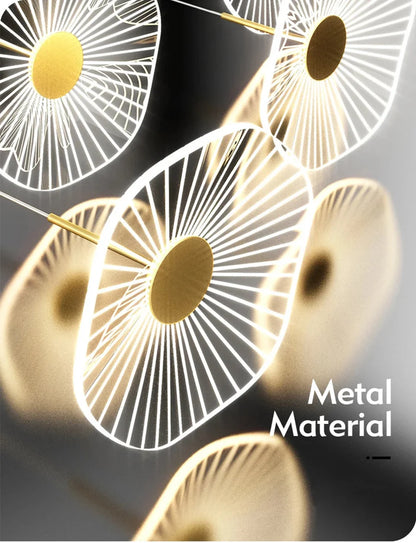 LED Restaurant Chandelier Hanging Pendant Light for Company Hotel Front Desk Lighting Spotlight Lotus Leaf Dining Table Fixtures