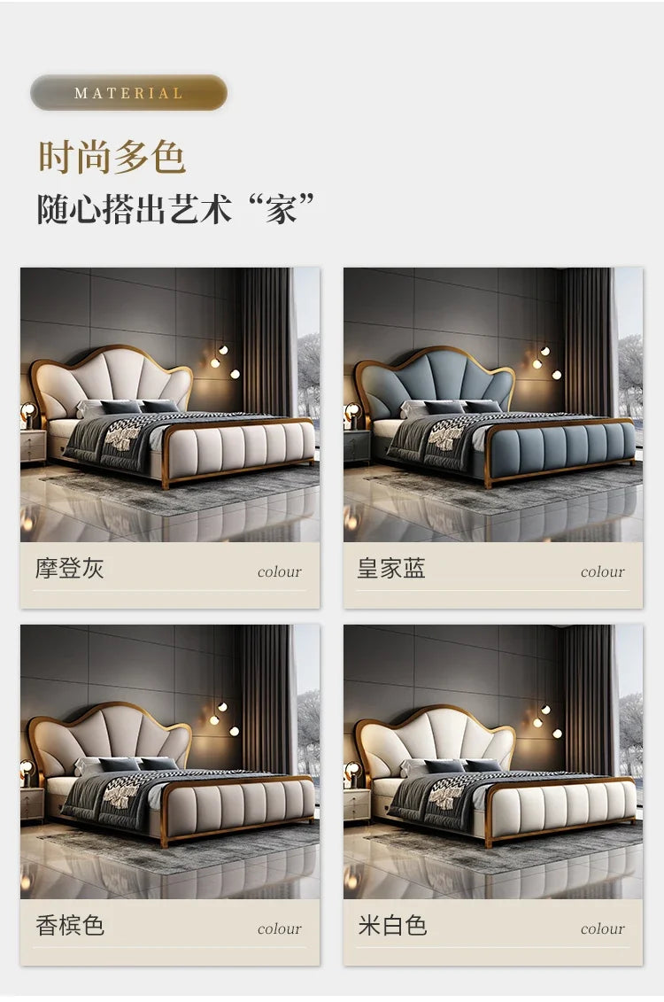 Nordic Luxury Double Bed Modern Wood High End Headboard Frame Double Bed Kids Girl Camas Matrimonial Furniture For Bedroom