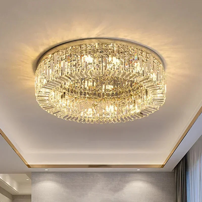 Luxury Modern Minimalist Crystal Glass Round Ceiling Chandelier for  Living Room Bedroom Study Led Indoor Lighting Decor