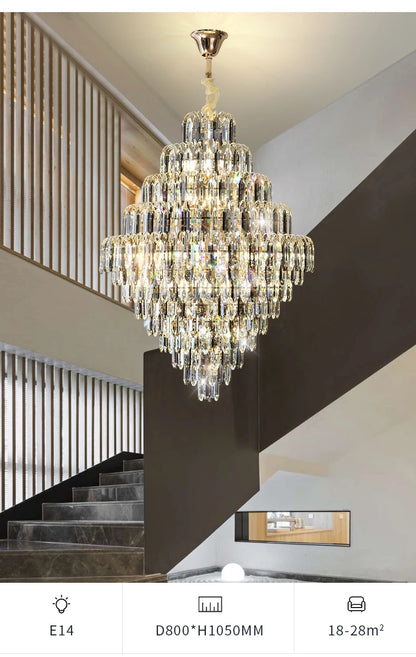 Designer LED Light Luxury Villa Main Hall Crystal Chandelier Luxury Hotel Restaurant Sales Office Custom Lights Pendant lights