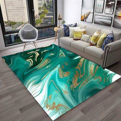 Luxurious Black Green Gold Colour Marble 3D Carpet Rug for Home Living Room Sofa Doormat Decor,kids Area Rug Non-slip Floor Mat