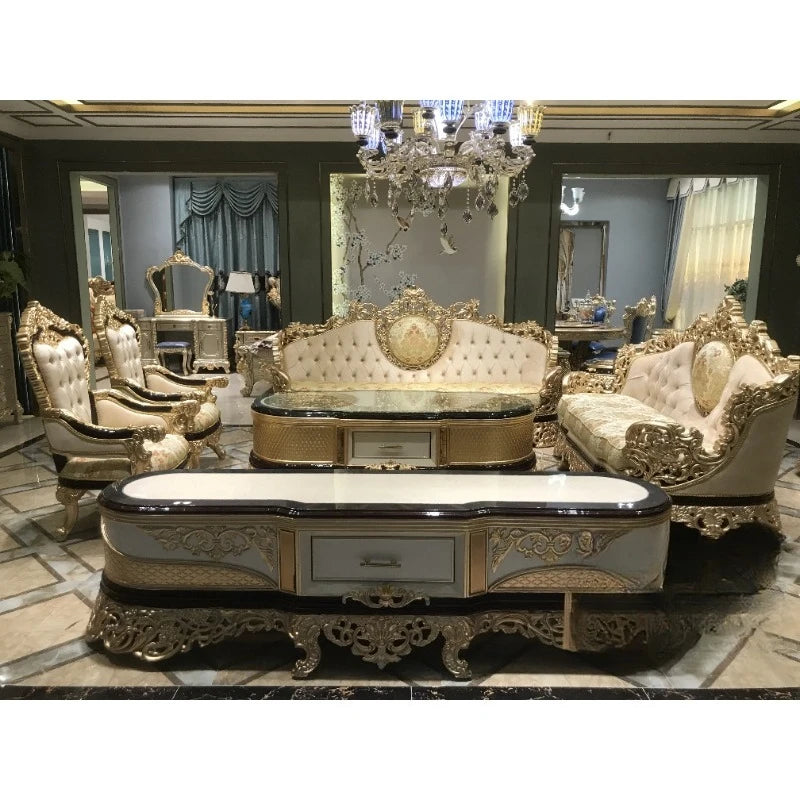 Solid wood carved fabric sofa classic Turkish furniture living room sofa