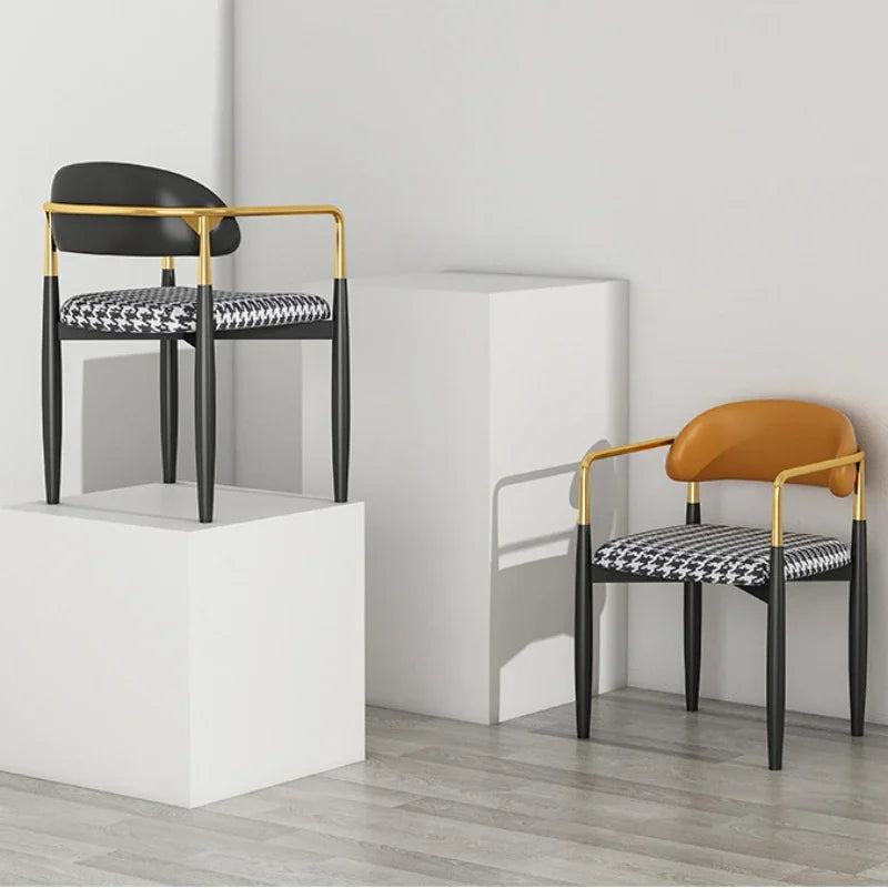 Nordic Light Luxury Dining Chair Creative Design Iron Art Leisure Chair Home Backrest Seatting Negotiation Chair Makeup Stool