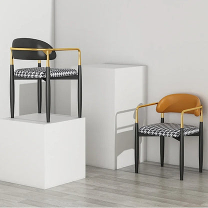 Nordic Light Luxury Dining Chair Creative Design Iron Art Leisure Chair Home Backrest Seatting Negotiation Chair Makeup Stool