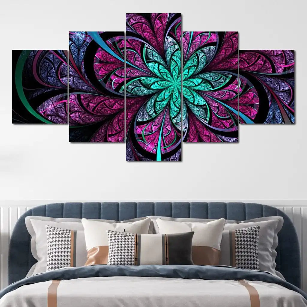 5 Panels Aesthetic Landscape Canvas Painting Abstract Natural Landscape Golden Light Art Luxury Posters Prints Living Room Decor