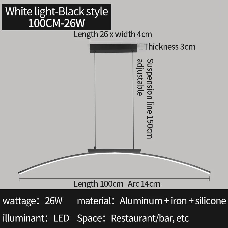 Pendant Light Nordic Chandelier Interior Décor Strip Curved Bridge LED Hanging Lamp Bedroom Living Room Home Lighting Fixtures