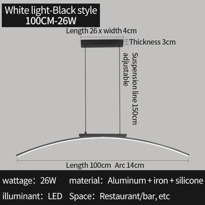 Pendant Light Nordic Chandelier Interior Décor Strip Curved Bridge LED Hanging Lamp Bedroom Living Room Home Lighting Fixtures