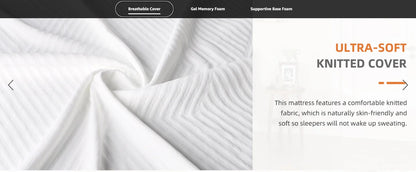 Vesgantti 16CM Gel Memory Foam Single Mattress for Cool Sleep & Pressure Relief - Medium
