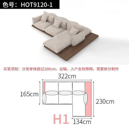 Japanese-style log wabi-sabi wind platform bread fabric sofa living room minimalist creative furniture