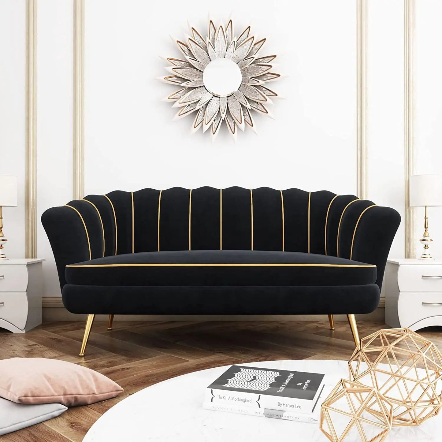 Loveseat Couch, Modern Velvet Sofa Accent Upholstered Settee, 2 Seater Small Loveseat for Small Spaces, Office, Bedroom, Living