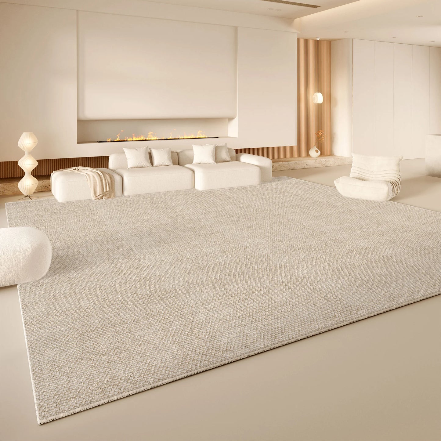 VIKAMA Cream Wind Carpet Living Room Light Luxury Premium Feeling Faux Cashmere Floor Mat Large Full Pave Home Essentials