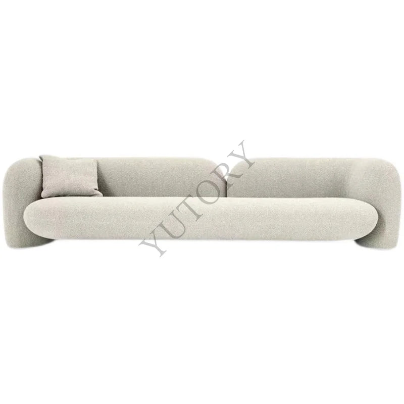 Italian minimalist double three-person small apartment living room sofa lambswool fabric leisure sofa