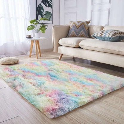 Ultra Soft Fluffy Area Rugs for Bedroom Shaggy Bedroom Carpet Plush Living Room Furry Floor Rugs Non-Slip Tie-Dyed Floor Carpet