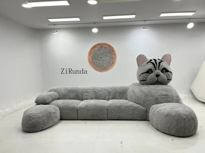 Cat-shaped cartoon animal sofa living room creative size apartment fabric plush sofa