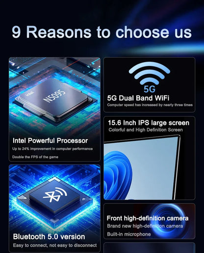 New 15.6" Inch Laptop Windows 11 Pro N5095 1920x1080 32GB+2048 GB Backlit Keyboard Portable Office Entertainment Laptop