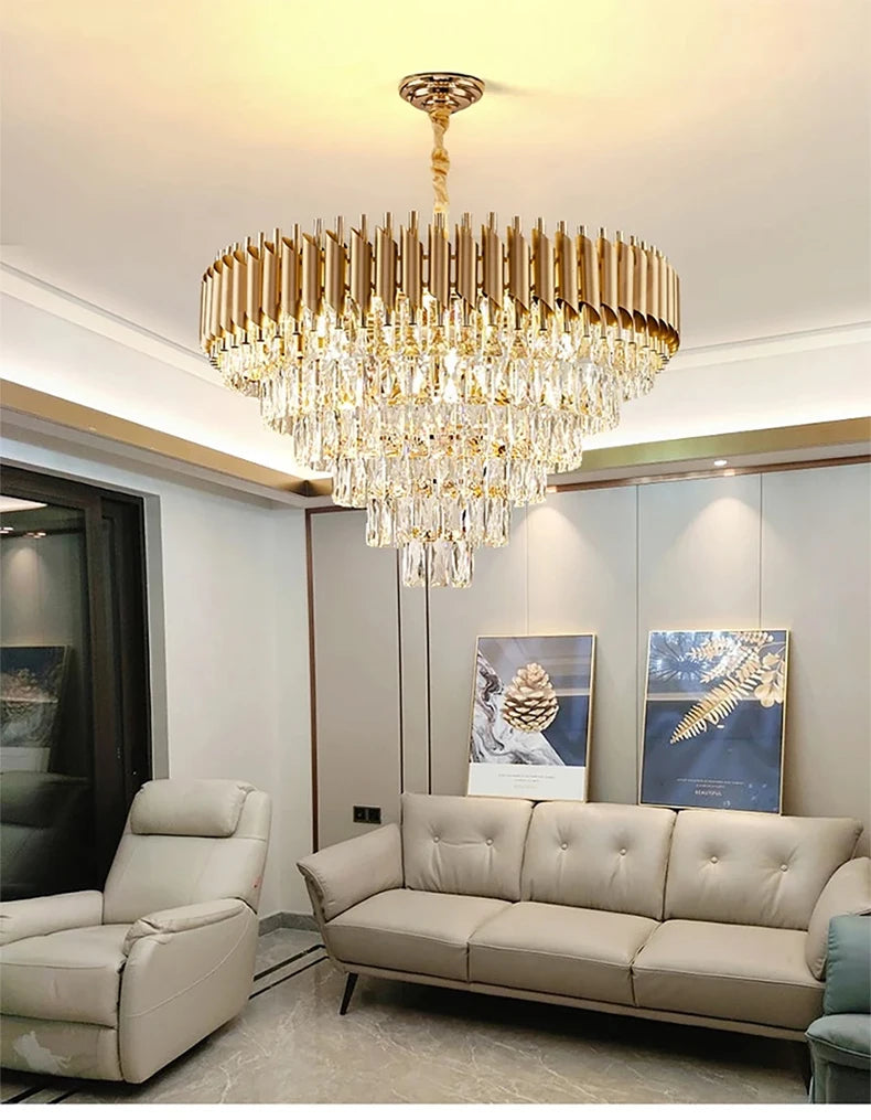 Luxury Modern Crystal Ceiling Chandelier For Living Room Lights Lustre Home Decor Indoor Lighting LED Dining Room Pendant Light