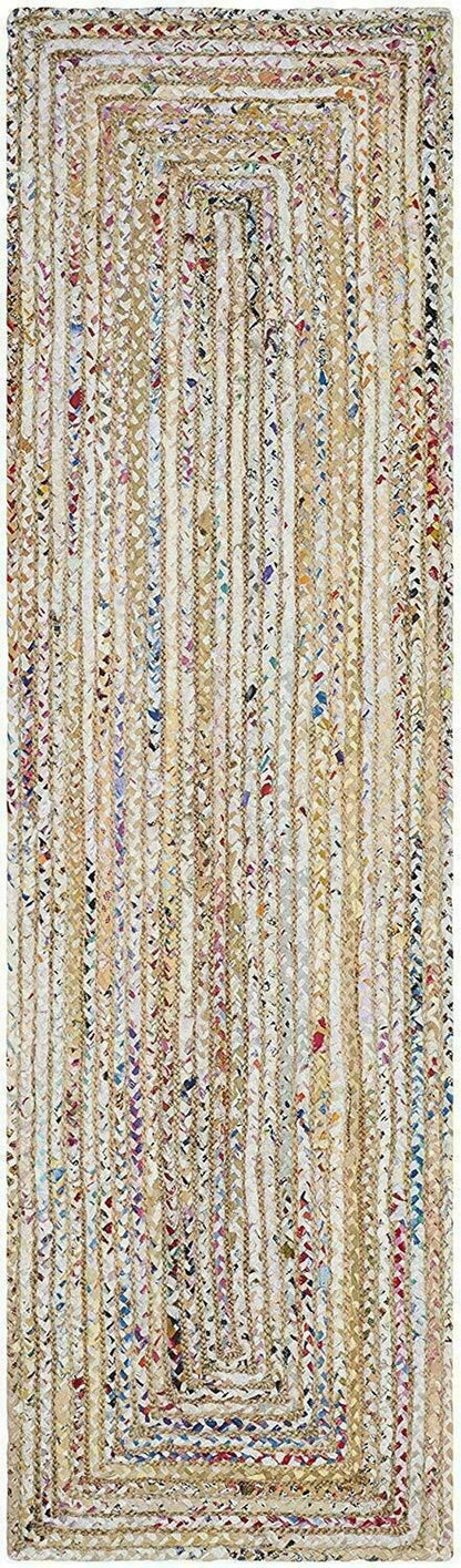 Rug Runner Jute and Cotton Reversible Handmade Braided Style Rug Rustic Look Rug Living Room Decoration