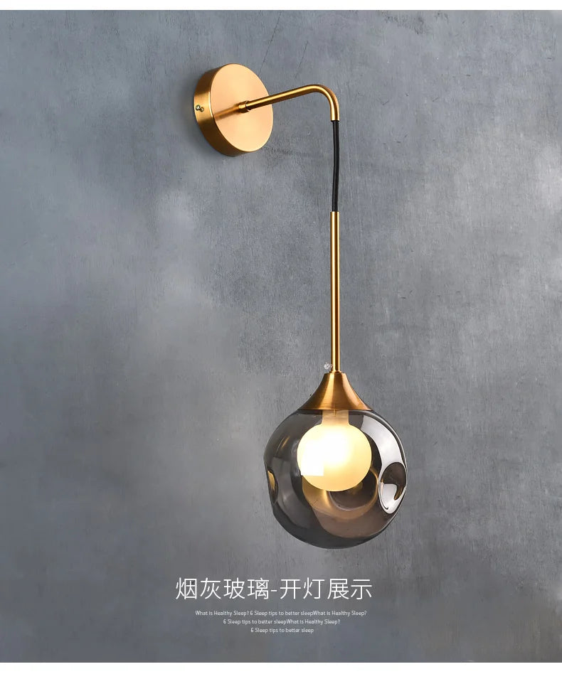Modern Led Wall Lamp Glass Ball Gold Sconce Lighting Indoor Nordic Living Bedroom Kitchen Fixture Bedside Light Decor Luminaire