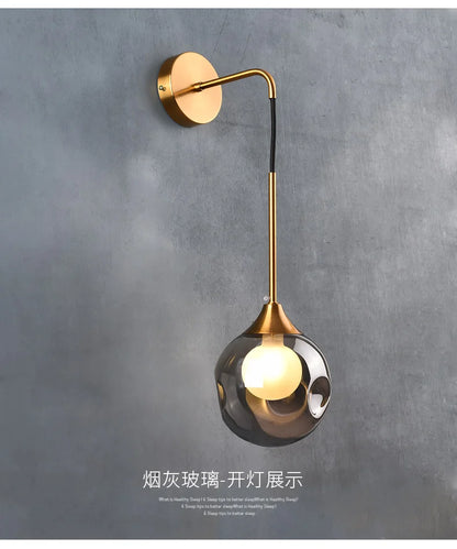 Modern Led Wall Lamp Glass Ball Gold Sconce Lighting Indoor Nordic Living Bedroom Kitchen Fixture Bedside Light Decor Luminaire