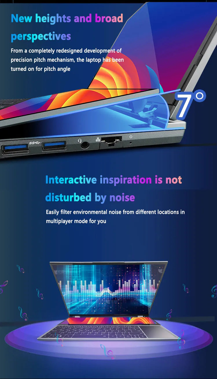 16+14 Dual Screen Touch Intel Core i7-9750H Gaming Business Laptop RAM 64GB SSD 4TB Backlight 6-Core 12 Thread DDR4 HD 4.5GHz