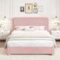 King and Headboard,Boucle Upholstered Platform Bed Frame,Modern Style,Soft Rounded Corners,No Box Spring Required,Easy