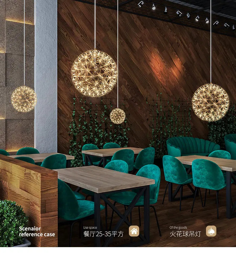 Chandelier Shop Commercial Spark Ball Full Sky Star Milk Tea Shop Restaurant Exclusive Network Bar Creative Art Decoration Light