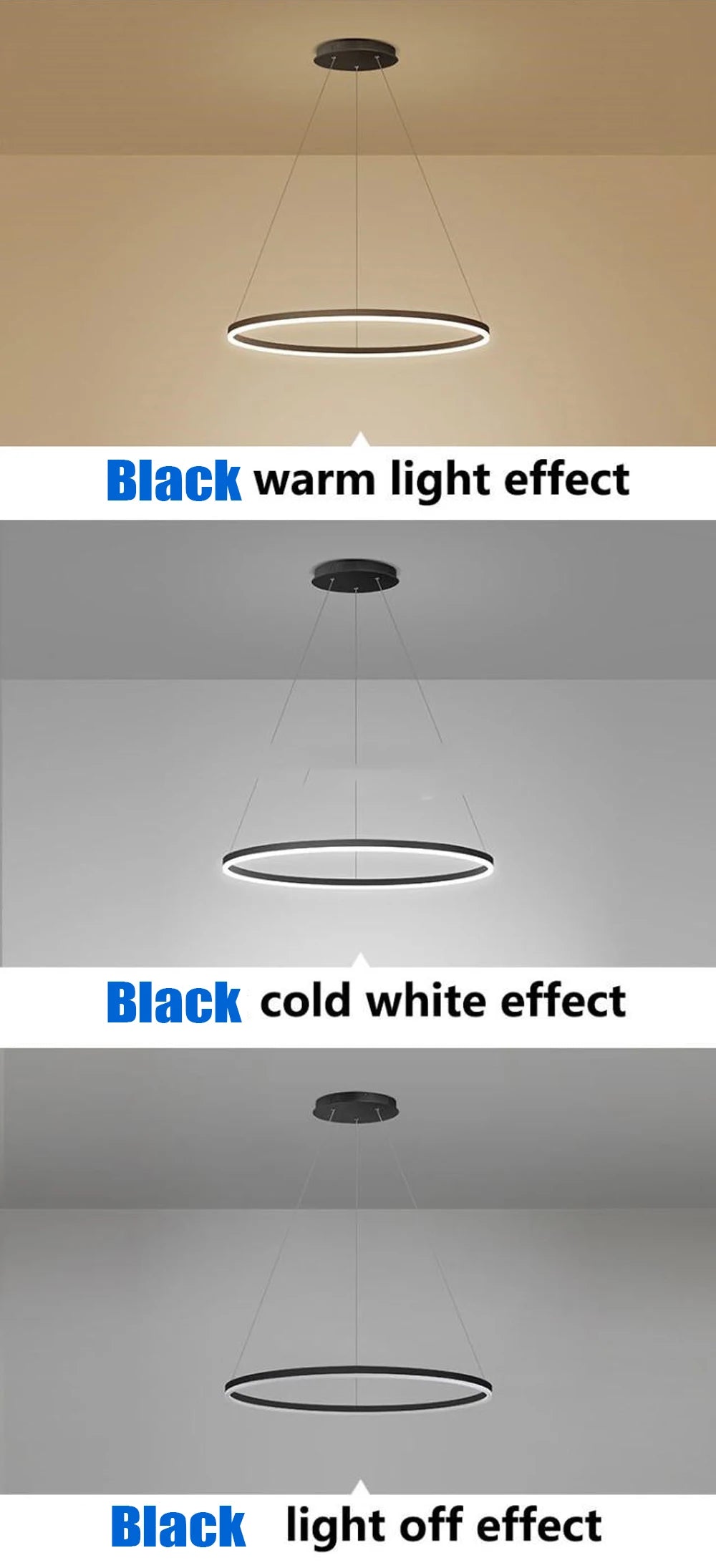 Modern LED pendant lights suitable for bedrooms, living rooms, and dining rooms. Circular ceiling chandelier, home lighting.