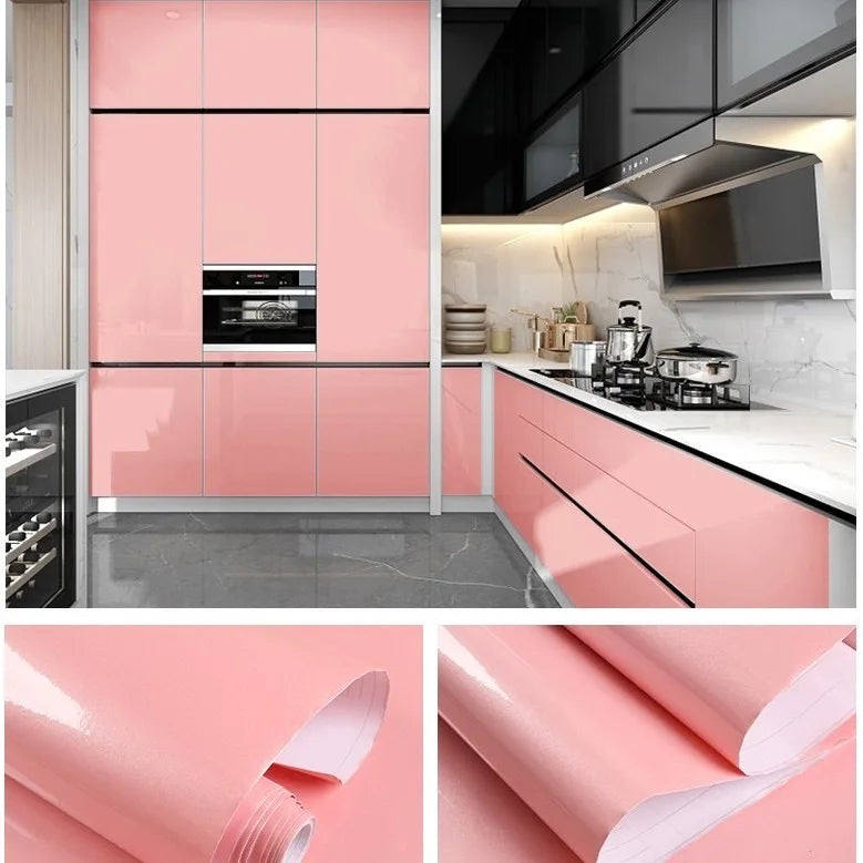80cm Solid Color Decorative Film PVC Self Adhesive Wall Paper Furniture Renovation Stickers Kitchen Cabinet Waterproof Wallpaper