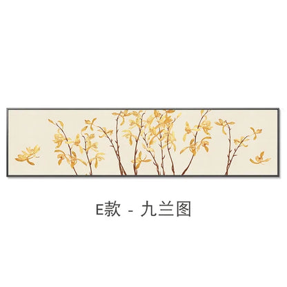 New Chinese Zen Flower and Bird Bedhead Painting Living Room Decoration Painting Sofa Background Wall Mural Painting Home Decor