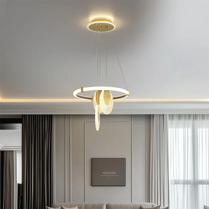 LUVODI 3-Layers LED Ceiling Lighting Fixture Art Decor Acrylic Water-drop Chandelier Pendant Lamp with 3 Color Lights